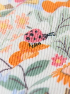 Tops|T-Shirts*Next - Long Sleeve Ribbed Frill Top (3mths-7yrs) Oranje fijn gebloemd