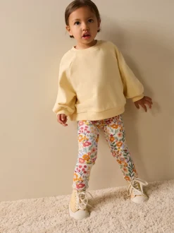 Broeken En Leggings*Next - Ribbed Leggings (3mths-7yrs) Oranje fijn gebloemd