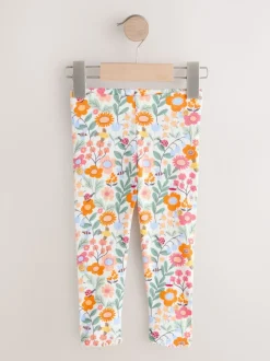 Broeken En Leggings*Next - Ribbed Leggings (3mths-7yrs) Oranje fijn gebloemd