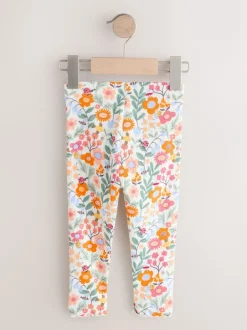Broeken En Leggings*Next - Ribbed Leggings (3mths-7yrs) Oranje fijn gebloemd