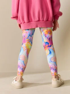Broeken En Leggings*Next Oranje/blauw gebloemd - Legging (3-16 jr)