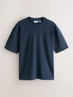 T-Shirts En Hemden*Next - Set van 5 ruimvallende dikke T-shirts Oranje/Grijs/Groen/Marineblauw/Rood