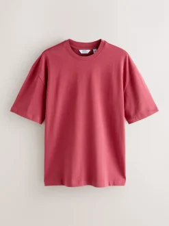 T-Shirts En Hemden*Next - Set van 5 ruimvallende dikke T-shirts Oranje/Grijs/Groen/Marineblauw/Rood