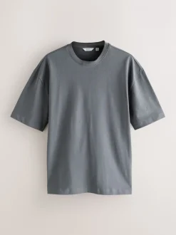 T-Shirts En Hemden*Next - Set van 5 ruimvallende dikke T-shirts Oranje/Grijs/Groen/Marineblauw/Rood
