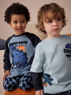 Pyjama's|Nachtkleding En Pyjama's*Next Oranje/marineblauwe met dinosaurusprint - Verpakking van 3 oversized pyjama's 3 (9mnd -10jr)