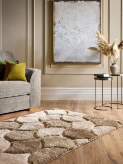 Vloerkleden En Lopers|Vloerkleden En Lopers|Origin Rugs 3D Scallop Shaggy Rug Neutraal