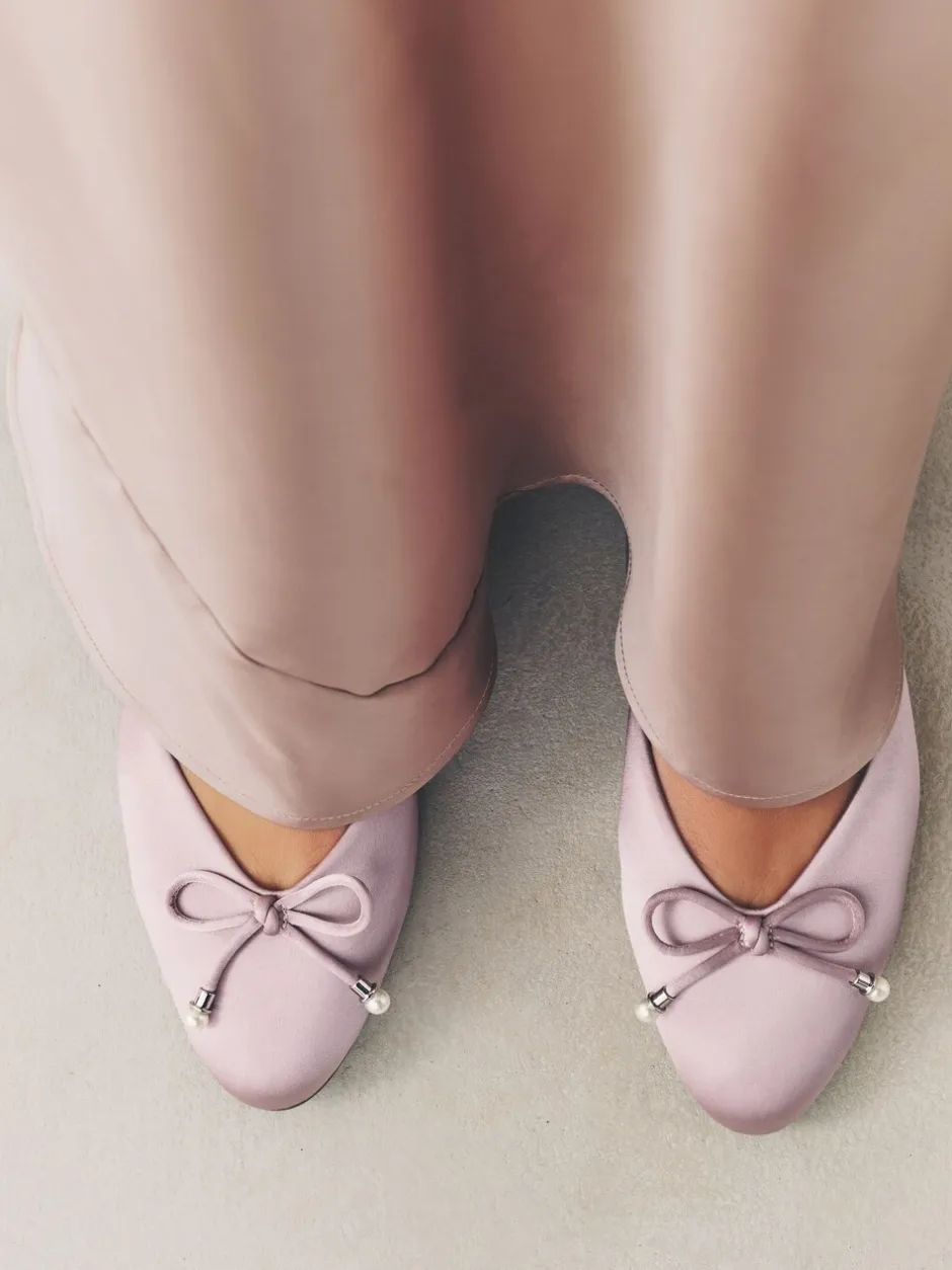 Lage Schoenen|Next - Ballerina's met pareleffect en strikdetail voor bruidsmeisjes Oudroze