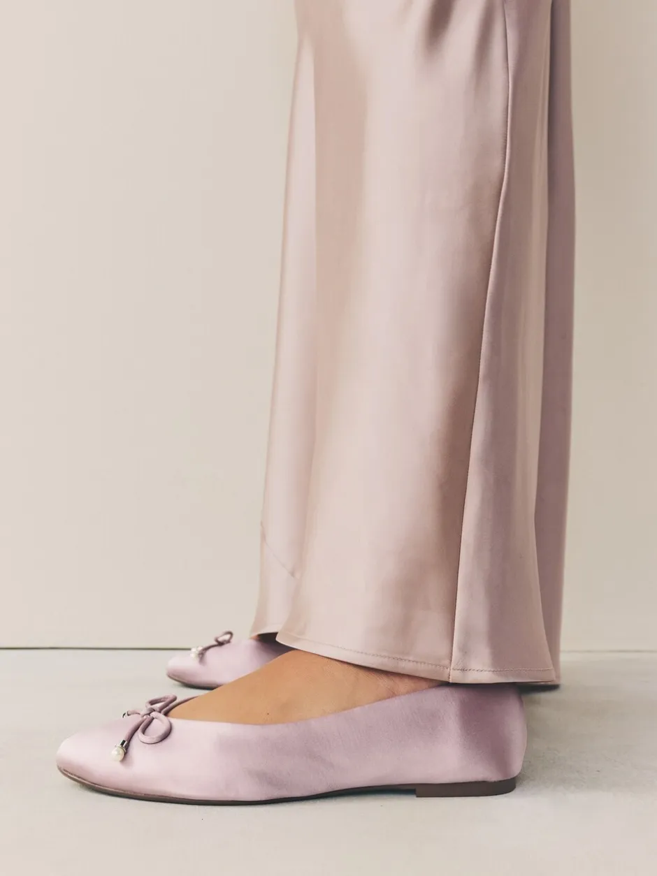 Lage Schoenen|Next - Ballerina's met pareleffect en strikdetail voor bruidsmeisjes Oudroze