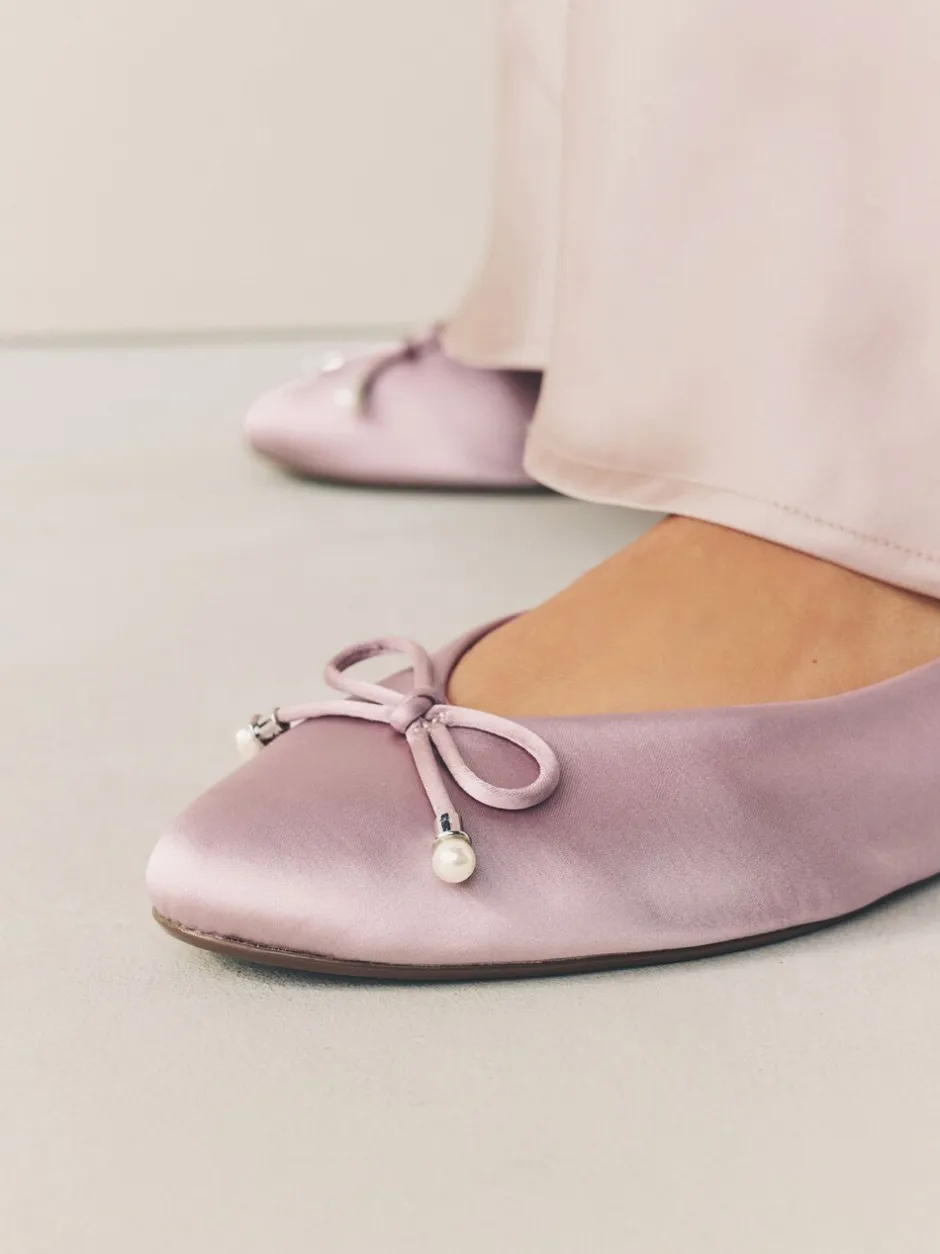 Lage Schoenen|Next - Ballerina's met pareleffect en strikdetail voor bruidsmeisjes Oudroze