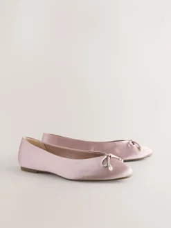 Lage Schoenen|Next - Ballerina's met pareleffect en strikdetail voor bruidsmeisjes Oudroze