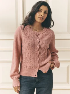 Gebreide Kleding|Laura Ashley - Pointelle Button Through Scallop Cardigan With A Touch Of Wool Oudroze