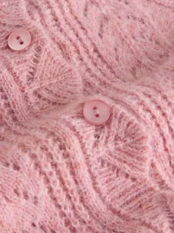 Gebreide Kleding|Laura Ashley - Pointelle Button Through Scallop Cardigan With A Touch Of Wool Oudroze