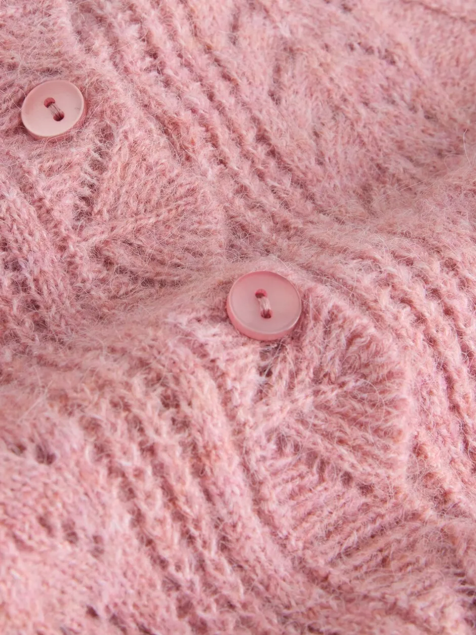 Gebreide Kleding|Laura Ashley - Pointelle Button Through Scallop Cardigan With A Touch Of Wool Oudroze