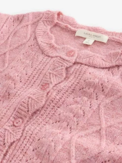 Gebreide Kleding|Laura Ashley - Pointelle Button Through Scallop Cardigan With A Touch Of Wool Oudroze