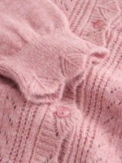 Gebreide Kleding|Laura Ashley - Pointelle Button Through Scallop Cardigan With A Touch Of Wool Oudroze