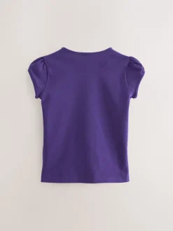 Schoolkleding|T-Shirts|Next Paars - 2 -pack T-shirts met pofmouwen (3-16jaar)