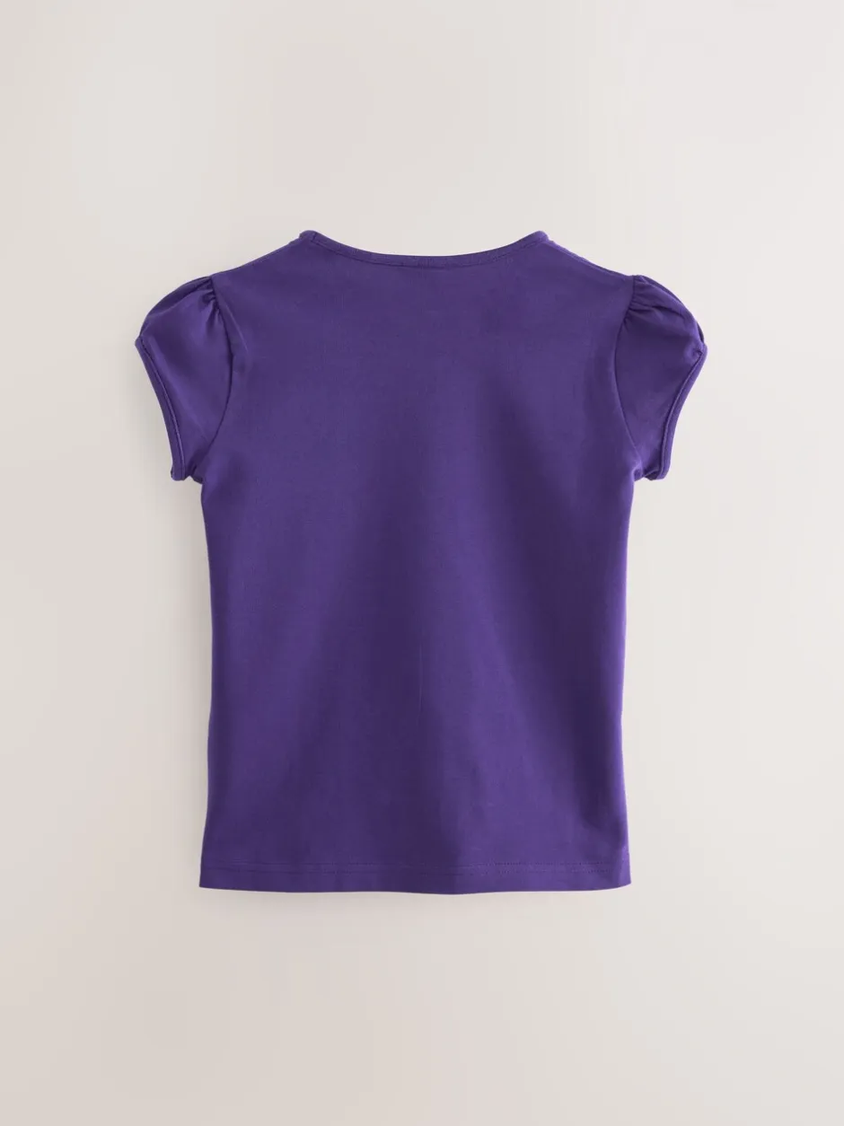Schoolkleding|T-Shirts|Next Paars - 2 -pack T-shirts met pofmouwen (3-16jaar)