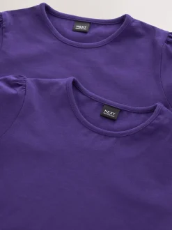 Schoolkleding|T-Shirts|Next Paars - 2 -pack T-shirts met pofmouwen (3-16jaar)