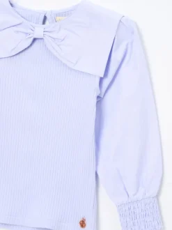 Overhemden En Blouses|Angel & Rocket - Elise Bow Collar Long Sleeve Blouse Paars