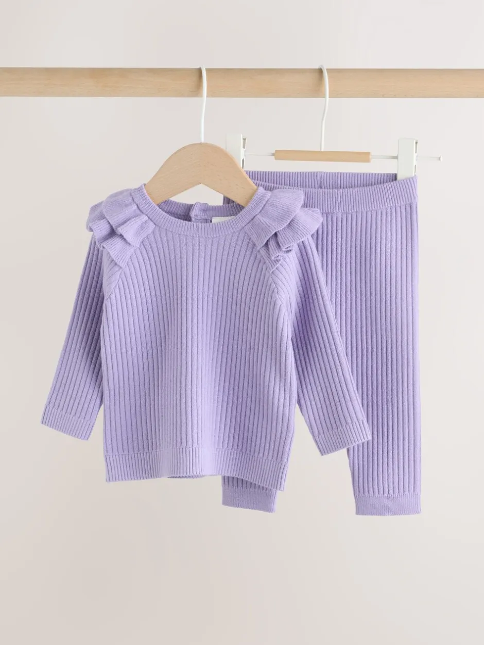 Sets En Combisets|Truien En Breisels|Next Paars - Gebreide babytrui en leggings set 2 -delig (0mnd -3jr)