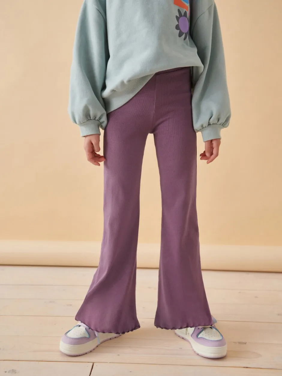Broeken En Leggings|Next Paars - Geribde uitlopende legging (3-16 jr)