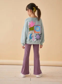 Broeken En Leggings|Next Paars - Geribde uitlopende legging (3-16 jr)