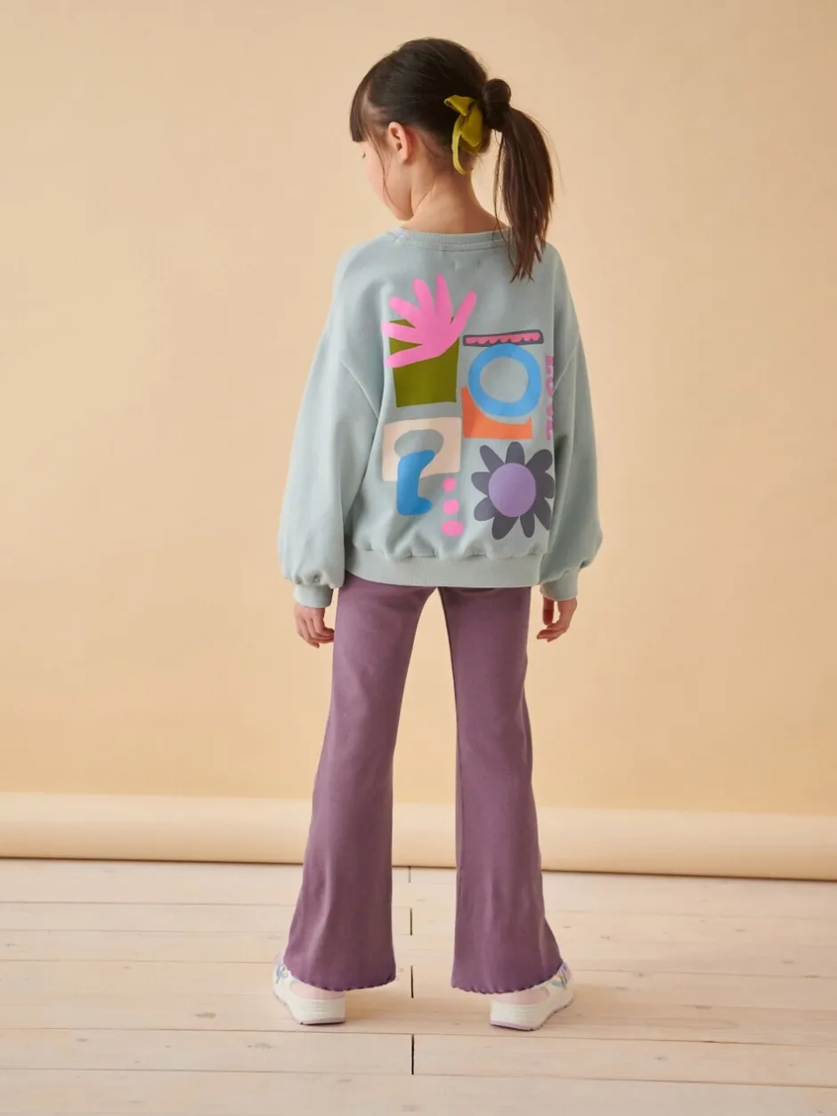 Broeken En Leggings|Next Paars - Geribde uitlopende legging (3-16 jr)