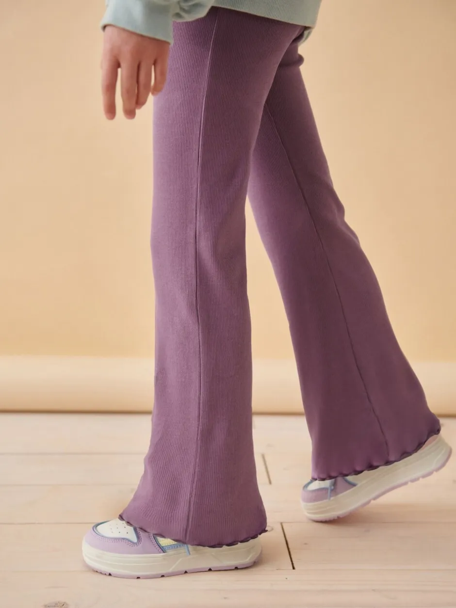 Broeken En Leggings|Next Paars - Geribde uitlopende legging (3-16 jr)