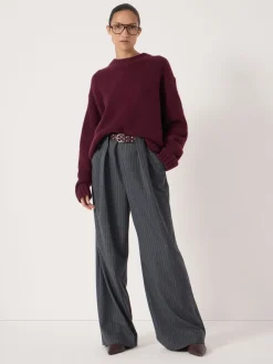 Gebreide Kleding|Hush - Cora Relaxed Chunky Cashmere Crew Jumper Paars