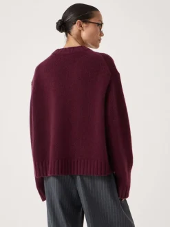 Gebreide Kleding|Hush - Cora Relaxed Chunky Cashmere Crew Jumper Paars