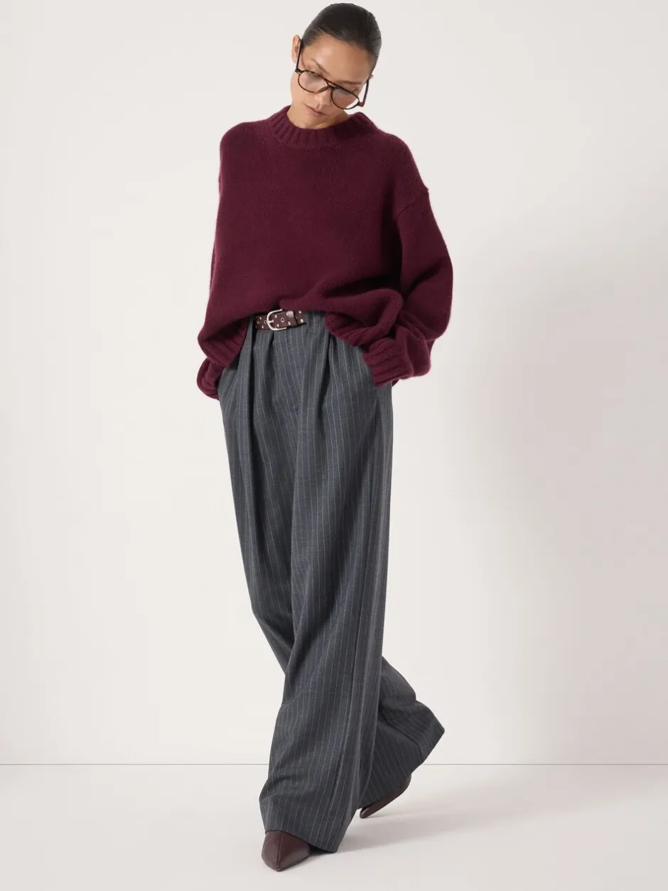 Gebreide Kleding|Hush - Cora Relaxed Chunky Cashmere Crew Jumper Paars