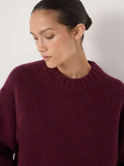 Gebreide Kleding|Hush - Cora Relaxed Chunky Cashmere Crew Jumper Paars
