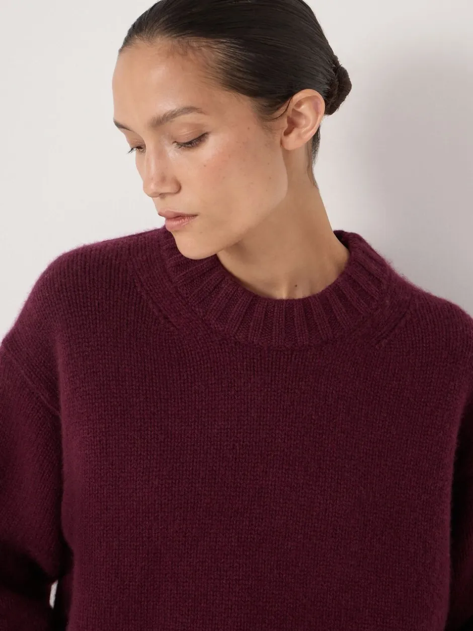 Gebreide Kleding|Hush - Cora Relaxed Chunky Cashmere Crew Jumper Paars