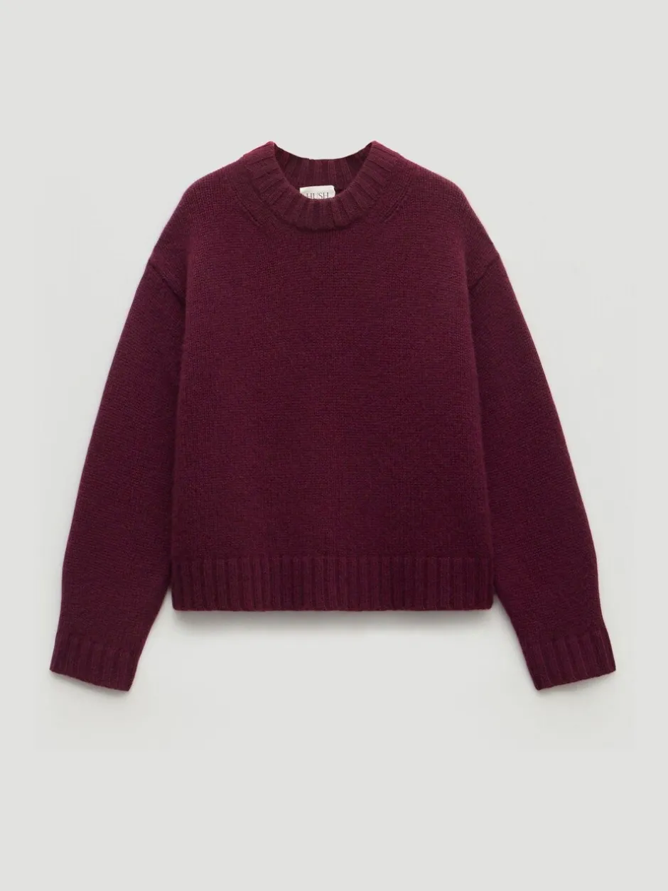 Gebreide Kleding|Hush - Cora Relaxed Chunky Cashmere Crew Jumper Paars