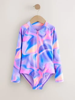 Badkleding|Next Paars - Long Sleeve Sunsafe Swimsuit (3mths-16yrs)