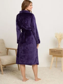 Badjassen|M&Co - Ribbon Shawl Collar Robe Paars