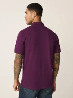 Poloshirts|Next Paars - Normale Pasvorm - Piqué poloshirt met korte mouwen