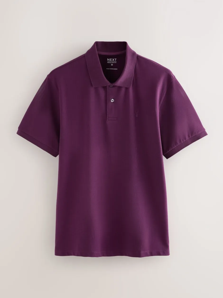 Poloshirts|Next Paars - Normale Pasvorm - Piqué poloshirt met korte mouwen