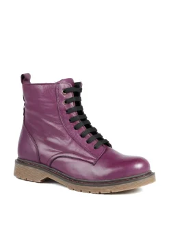 Boots*Pavers - All Leather Block Heel Ankle Boots Paars