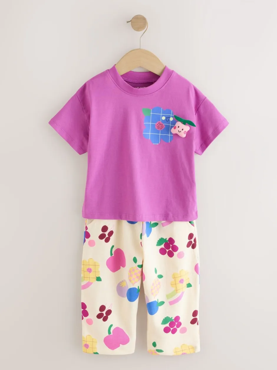 Tops|Sets En Combisets|Next Paars - Short Sleeve T-Shirt and Joggers Barrel Set (3mths-7yrs)