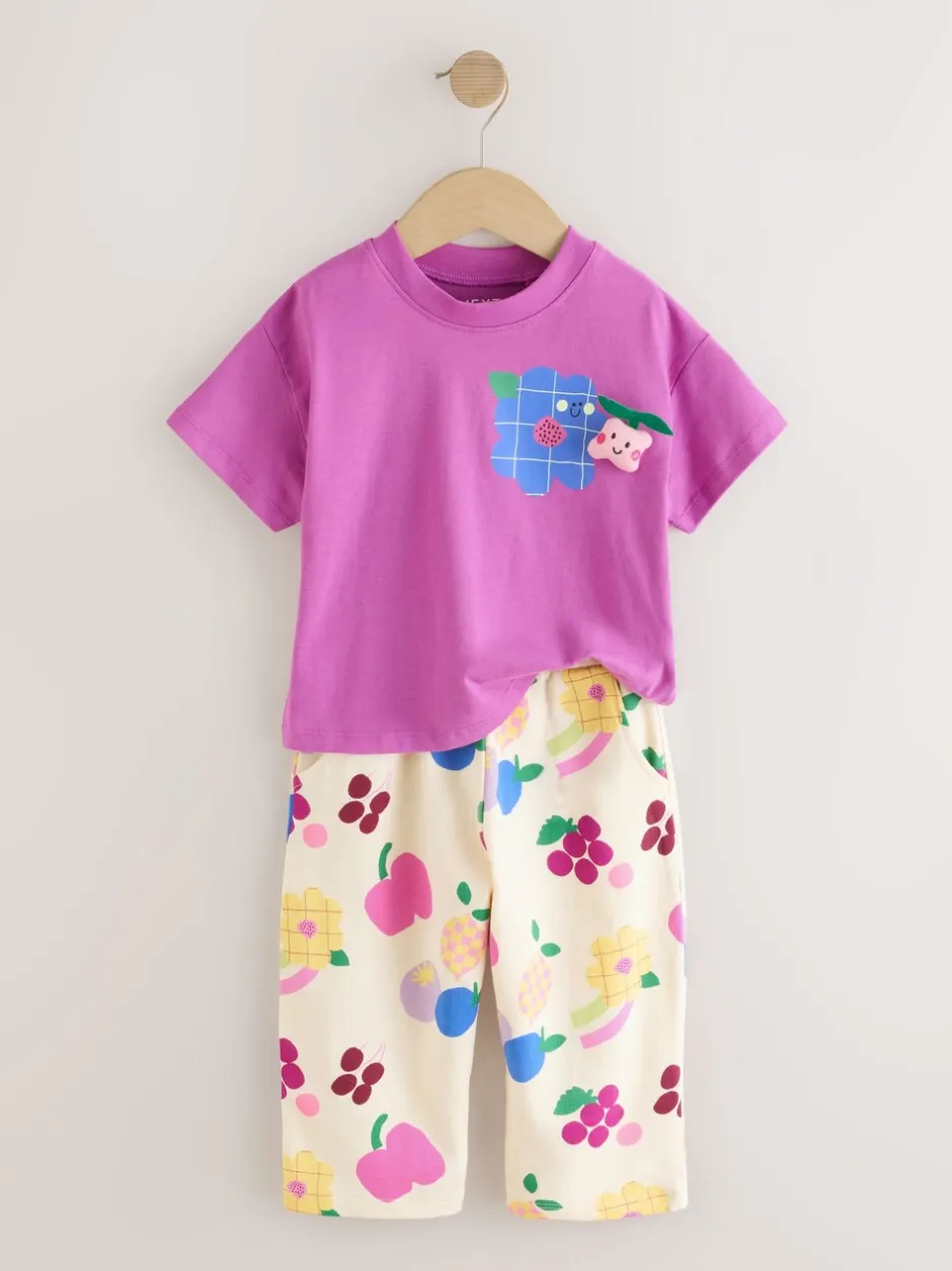 Tops|Sets En Combisets|Next Paars - Short Sleeve T-Shirt and Joggers Barrel Set (3mths-7yrs)