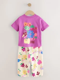Tops|Sets En Combisets|Next Paars - Short Sleeve T-Shirt and Joggers Barrel Set (3mths-7yrs)