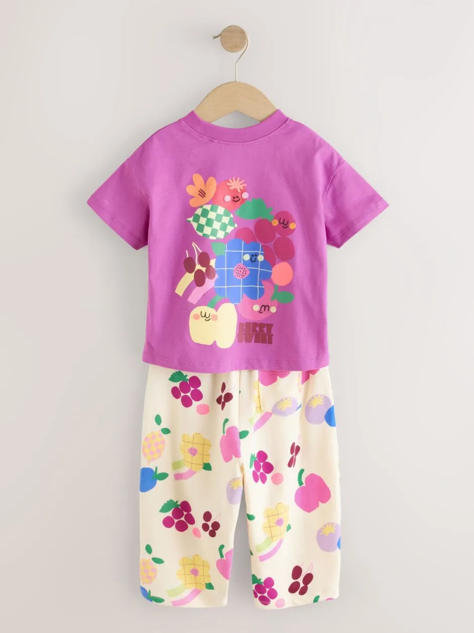 Tops|Sets En Combisets|Next Paars - Short Sleeve T-Shirt and Joggers Barrel Set (3mths-7yrs)