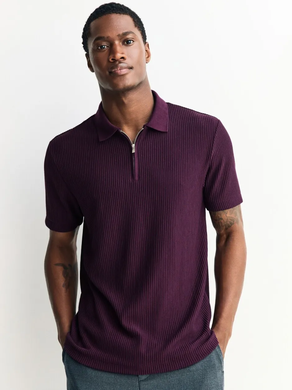 Poloshirts|Next - Smart poloshirt met textuur en rits Paars
