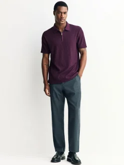Poloshirts|Next - Smart poloshirt met textuur en rits Paars