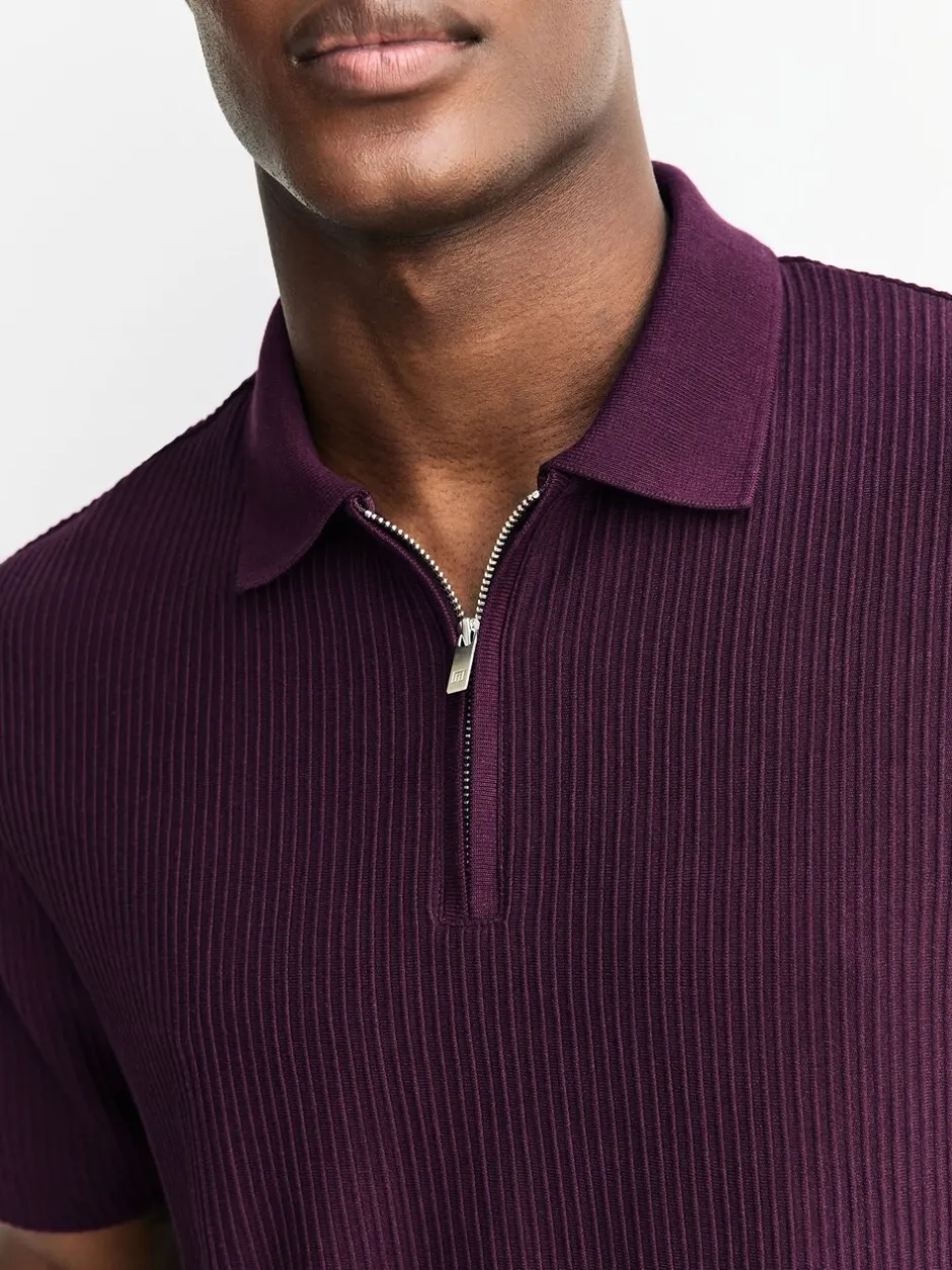 Poloshirts|Next - Smart poloshirt met textuur en rits Paars