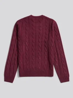Gebreide Kleding|U.S. Polo Assn - . Mens Cable Knit Crew Jumper Paars