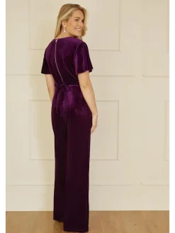 Jumpsuits En Playsuits|Yumi - - Jumpsuit met engelenmouwen Paars