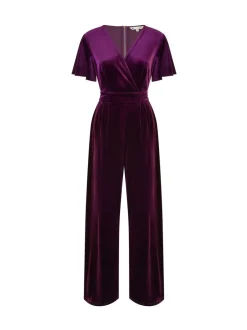 Jumpsuits En Playsuits|Yumi - - Jumpsuit met engelenmouwen Paars