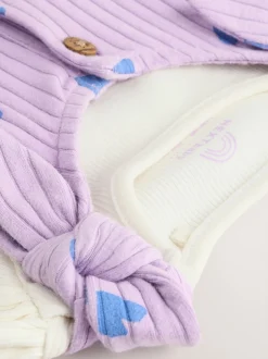 Tuinbroeken|Next - Baby Jersey Bretelbroeken en Bodysuit 2 Pieces Set (0mnd-2jr) Paars hartjes